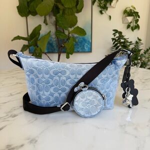 Coach Small Finn Crossbody With Pouch Loved Signature Denim CDY53 Light Indigo